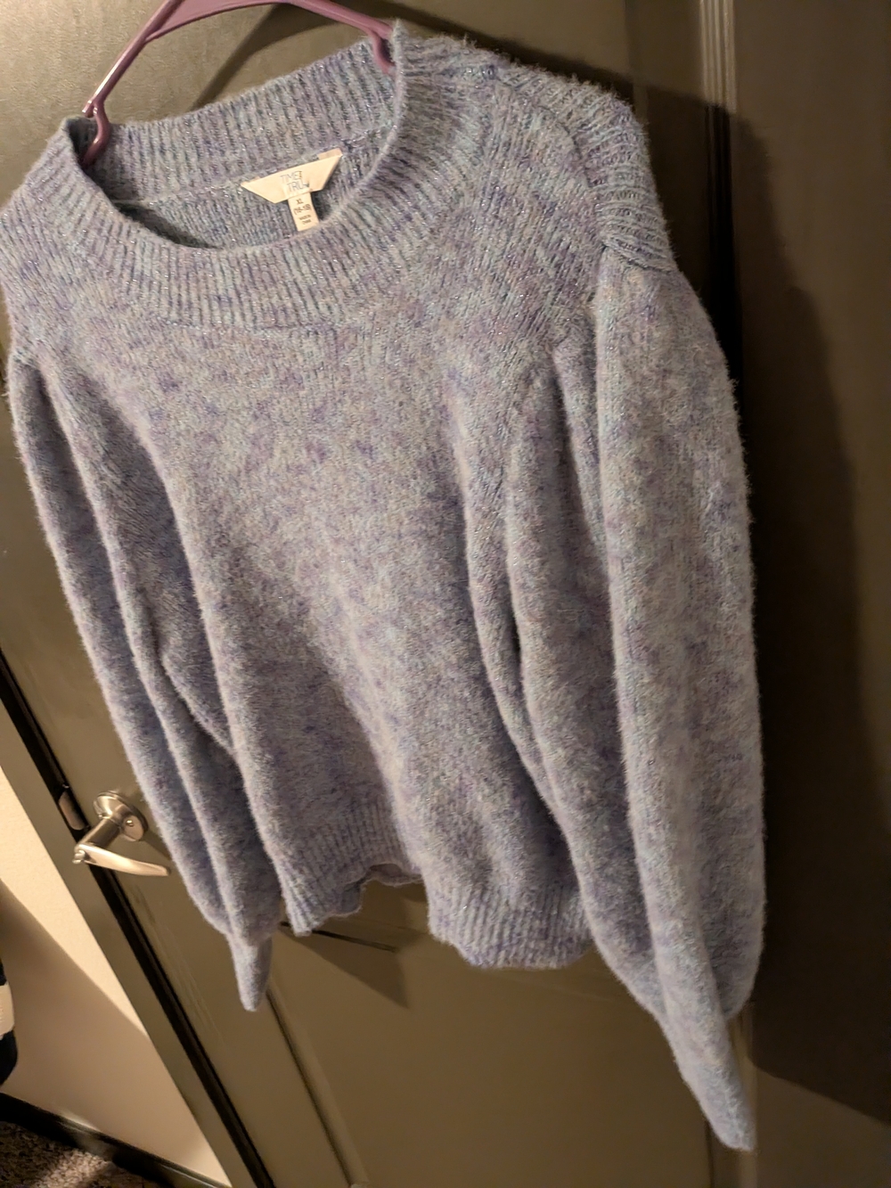 Women's Lavender Loose Knit Sweater - Picture 6 of 6